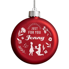 Personalized Valentines Day Name - LED Glass Round Ornament