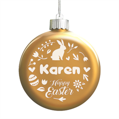 Personalized Easter Day Rabbit Name - LED Glass Round Ornament