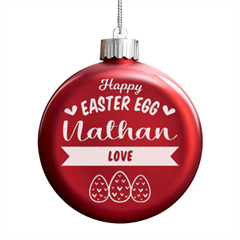 Personalized Easter Day Rabbit Egg Name - LED Glass Round Ornament