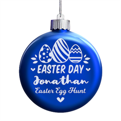 Personalized Easter Day Rabbit Egg Name - LED Glass Round Ornament