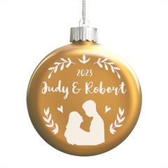 Personalized Couple love Name - LED Glass Round Ornament