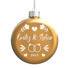 Personalized Wedding Couple Ring Name - LED Glass Round Ornament