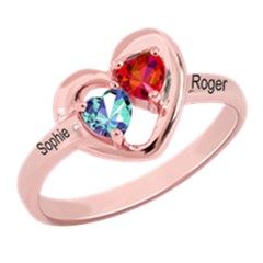 Classic 2 Name Heart Ring - 925 Sterling Silver Ring