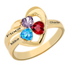 Classic 3 Name Heart Ring - 925 Sterling Silver Ring