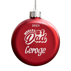 Personalized Dad Fathers Day Name - LED Glass Round Ornament