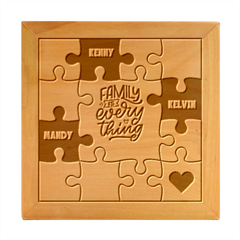Puzzle 3 names - Wood Photo Frame Cube