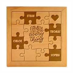 Puzzle 4 names - Wood Photo Frame Cube