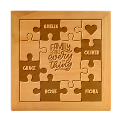 Puzzle 5 names - Wood Photo Frame Cube