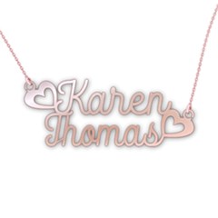 Personalized Two Name Heart - 925 Sterling Silver Name Pendant Necklace