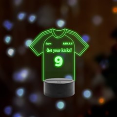 Personalized Text Soccer Kit Front - Remote LED Acrylic Message Display (Black Round Stand) 