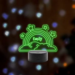 Personalized Name Raindow - Remote LED Acrylic Message Display (Black Round Stand) 