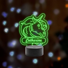 Personalized Name Unicorn - Remote LED Acrylic Message Display (Black Round Stand) 