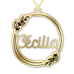 Personalized Name Plant Frame - 925 Sterling Silver Pendant Necklace