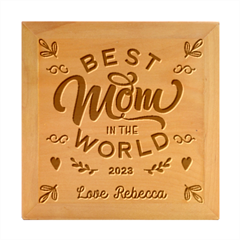 Personalized Best Mom in the World Name - Wood Photo Frame Cube