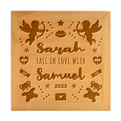 Personalized Fall in Love With Someone Name - Wood Photo Frame Cube