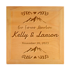 Personalized Couple Wedding Mountain Name - Wood Photo Frame Cube