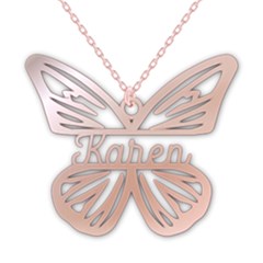Personalized Name Butterfly - 925 Sterling Silver Pendant Necklace