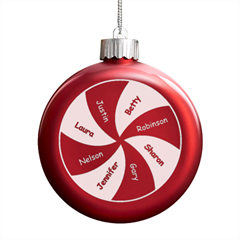 Personalized Family Name Circle - LED Glass Round Ornament