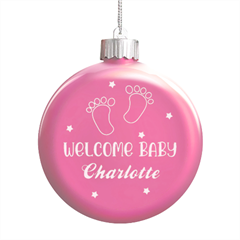 Personalized Welcome baby Name - LED Glass Round Ornament