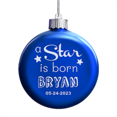 Personalized New Birth Baby Name - LED Glass Round Ornament