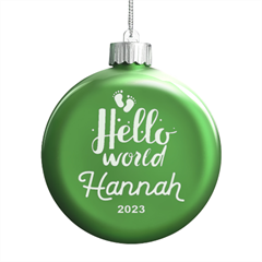 Personalized Hello World Baby Name - LED Glass Round Ornament