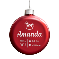 Personalized New Birth Baby Name - LED Glass Round Ornament