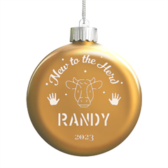 Personalized New to the Herd Name - LED Glass Round Ornament