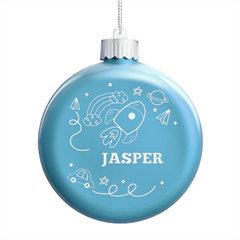Personalized baby boy rocket - LED Glass Round Ornament