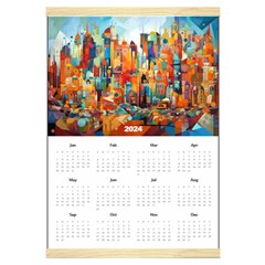 Personalized Cubist Building Painting - Canvas Yearly Calendar 16  x 22 