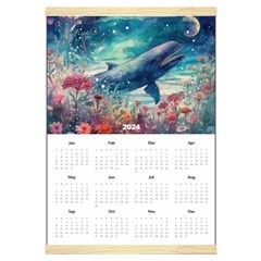 Personalized Flying Whale Watercolor Painting - Canvas Yearly Calendar 16  x 22 