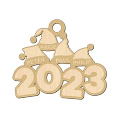 Personalized 4 Names Santa Hats Christmas Family 2023 - Wood Ornament