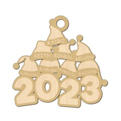 Personalized 8 Names Santa Hats Family 2023 - Wood Ornament