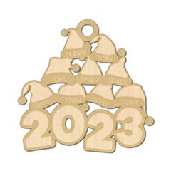 Personalized 9 Names Santa Hats Christmas Family 2023 - Wood Ornament