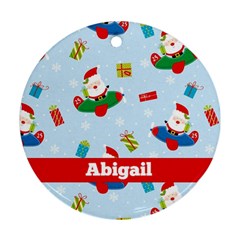 Personalized Christmas Santa in Airplane - Ornament (Round)