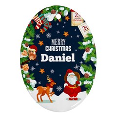 Personalized Christmas Santa With Reindeer - Ornament (Oval)