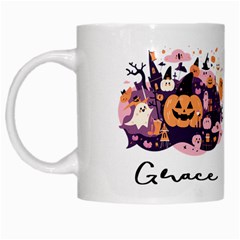 Personalized Halloween Pumpkin Ghost Illustration Name - White Mug