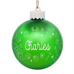 Personalized Merry Christmas Santa Claus Illustration Name - LED Glass Sphere Ornament