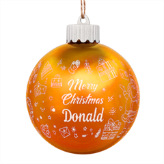 Personalized Merry Christmas illustration Name - LED Glass Sphere Ornament