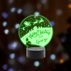 Personalized Christmas Santa Claus Name - Remote LED Acrylic Message Display (Black Round Stand) 