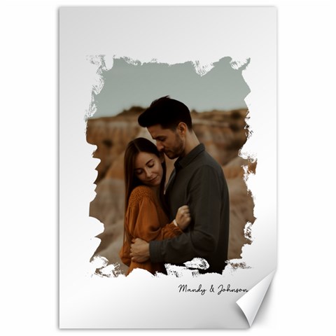 White Color Brush Frame Personalised Photo By Oneson 19.62 x28.9  Canvas - 1
