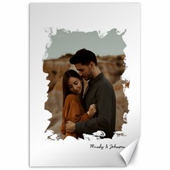 White Color Brush Frame Personalised Photo - Canvas 20  x 30 