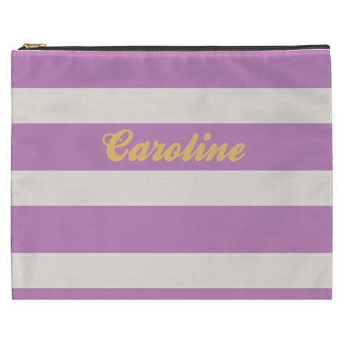 Personalized Stripe Pattern Name Cosmetic Bag By Joe Front