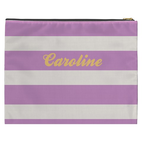 Personalized Stripe Pattern Name Cosmetic Bag By Joe Back