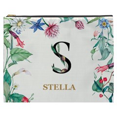 Personalized Floral Initial Name Cosmetic Bag - Cosmetic Bag (XXXL)