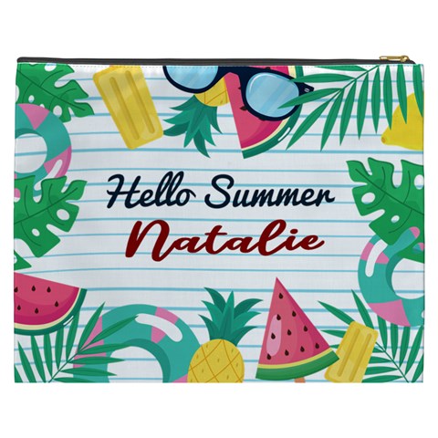 Personalized Summer Tropical Name Cosmetic Bag By Joe Back
