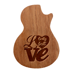 Personalized Love Anniversary Guitar Shape Wood Guitar Pick Holder Case and Picks Set