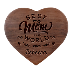 Personalized Best Mom Name Heart Wood Jewelry Box