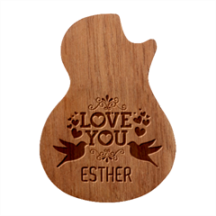 Personalized Love You Name Guitar Picks Set - Guitar Shape Wood Guitar Pick Holder Case And Picks Set