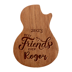 Personalized Best Friends Ever Name Guitar Picks Set - Guitar Shape Wood Guitar Pick Holder Case And Picks Set