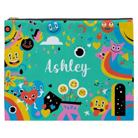 Personalized Funny Illustration Name Cosmetic Bag By Joe Front